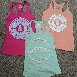Doughnuts & Deadlifts XS tank top lot of 3